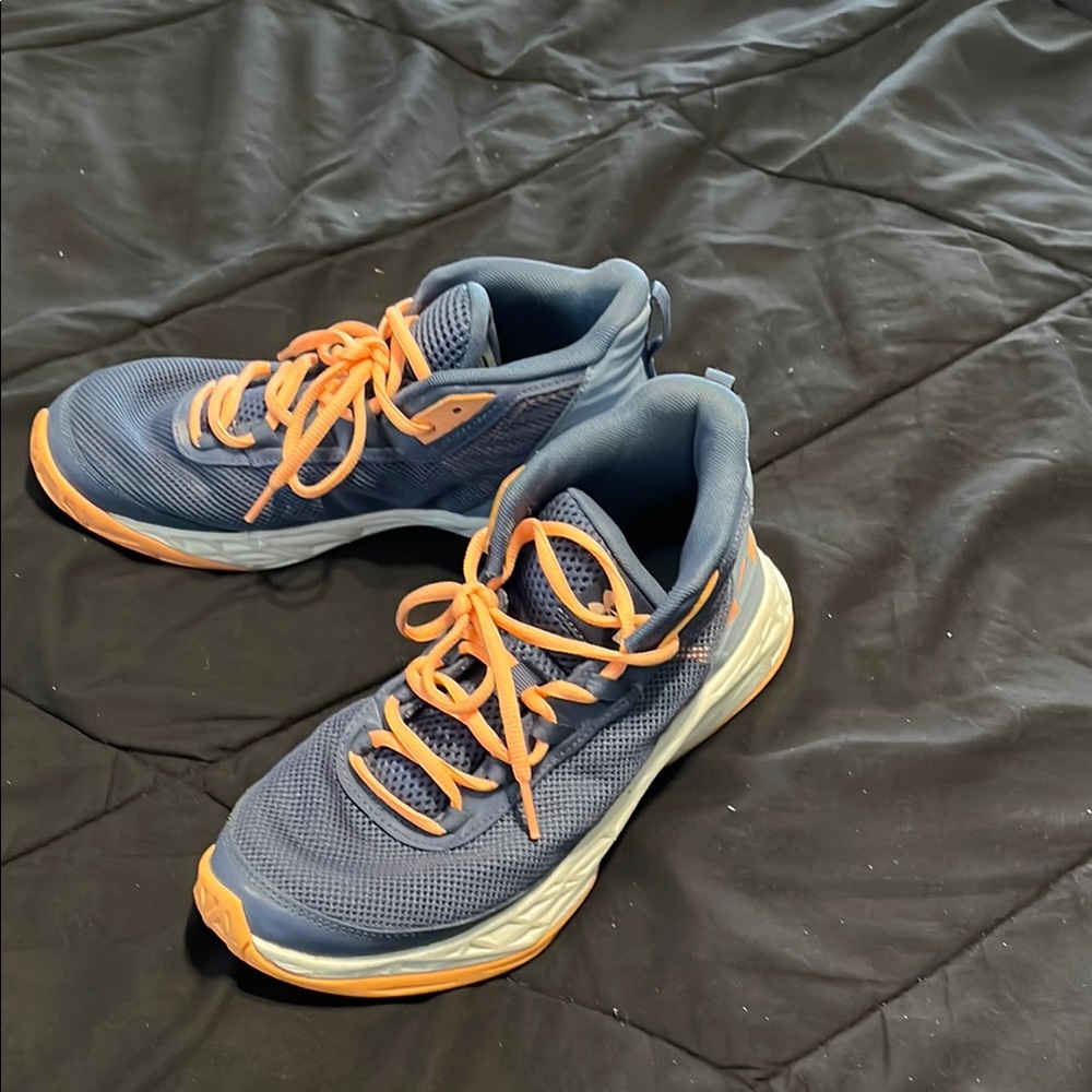 Blue and Orange Athletic Shoes